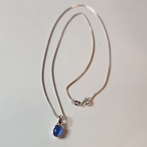 .925 Italy Silver | Blue Moon Stone | Necklace  Pendant | 16"